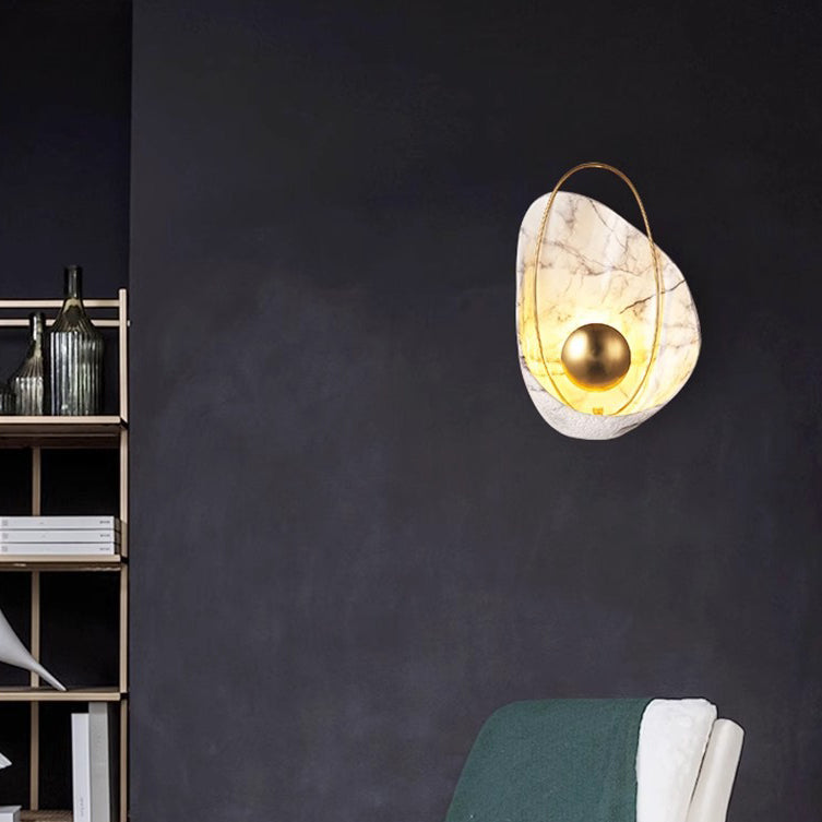 Applique murale LED en résine ovale contemporaine créative avec coquillage et fer pour salon 