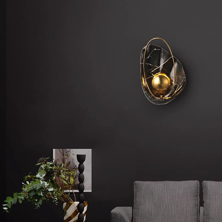 Applique murale LED en résine ovale contemporaine créative avec coquillage et fer pour salon 