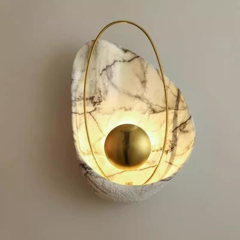 Applique murale LED en résine ovale contemporaine créative avec coquillage et fer pour salon 