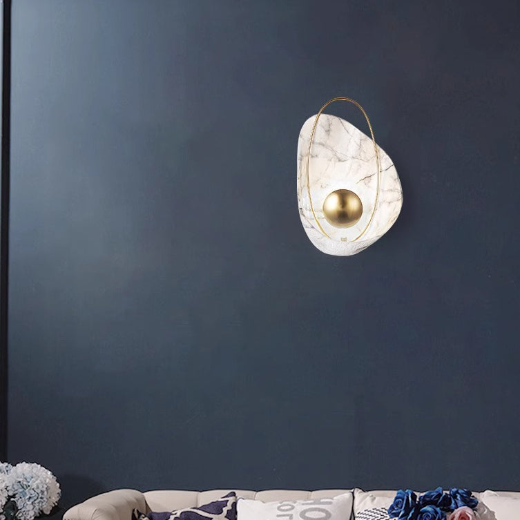 Applique murale LED en résine ovale contemporaine créative avec coquillage et fer pour salon 