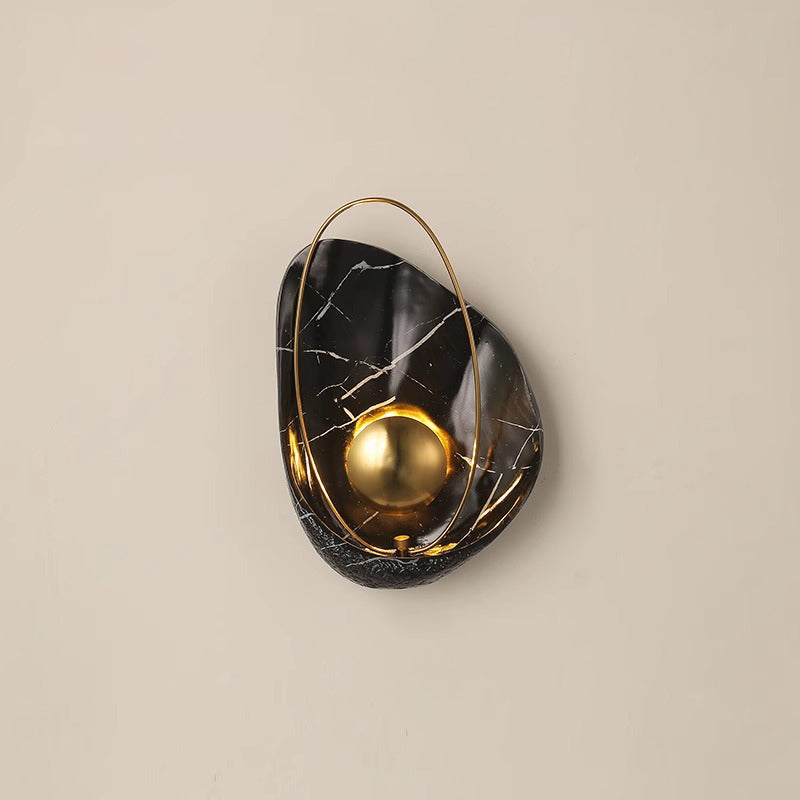 Applique murale LED en résine ovale contemporaine créative avec coquillage et fer pour salon 