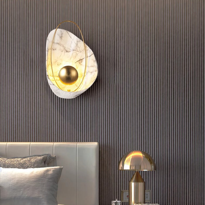 Applique murale LED en résine ovale contemporaine créative avec coquillage et fer pour salon 