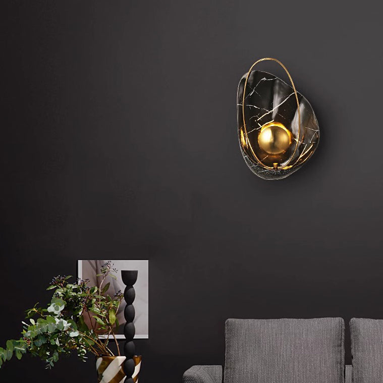 Applique murale LED en résine ovale contemporaine créative avec coquillage et fer pour salon 