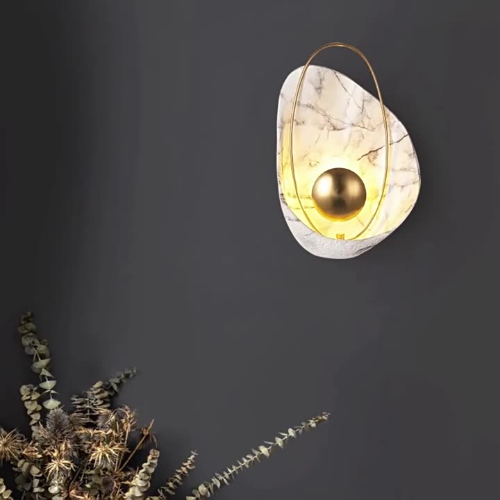 Applique murale LED en résine ovale contemporaine créative avec coquillage et fer pour salon 