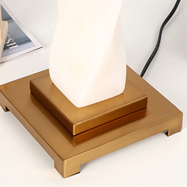 Lampe de table 1 lumière en tissu, verre et métal cylindrique chinois traditionnel pour chambre 