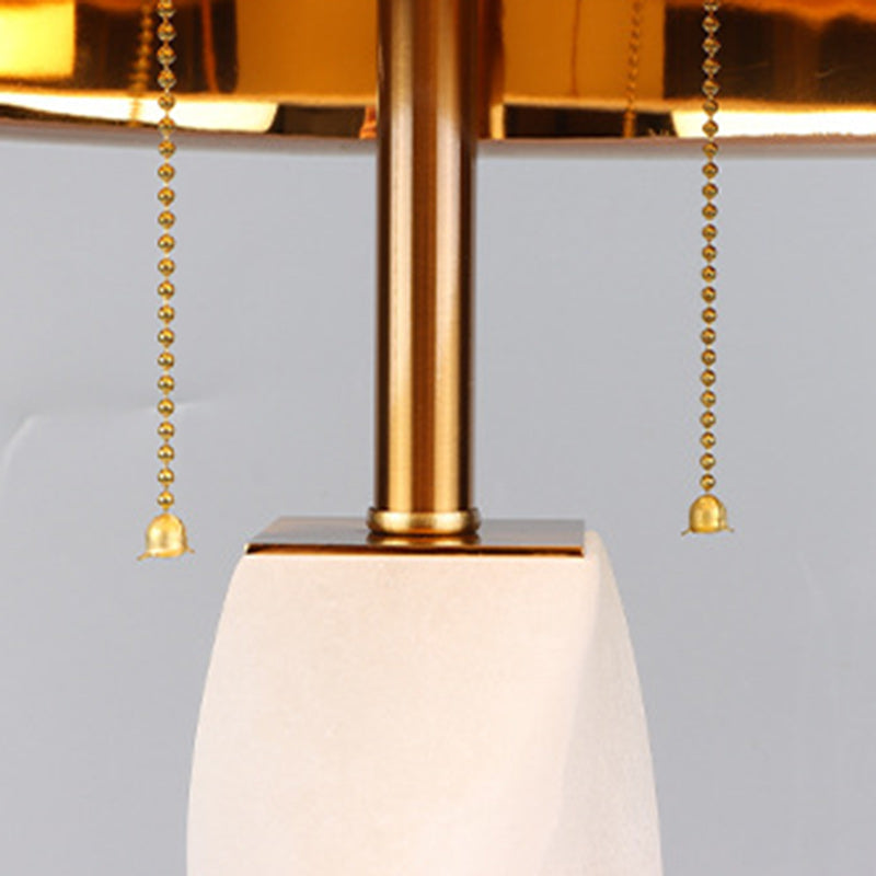 Lampe de table 1 lumière en tissu, verre et métal cylindrique chinois traditionnel pour chambre 