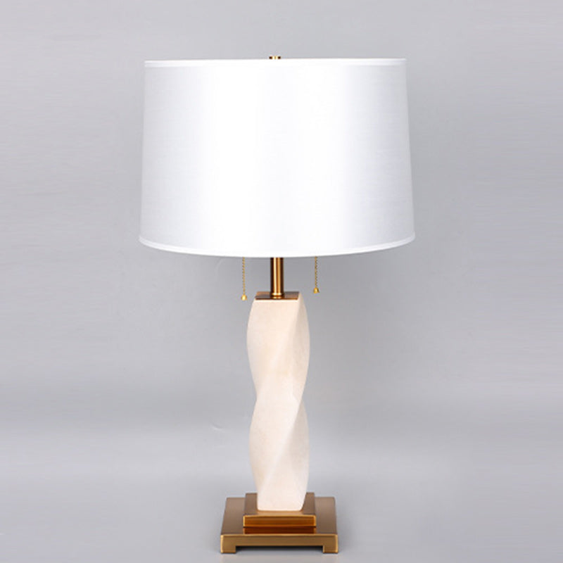 Lampe de table 1 lumière en tissu, verre et métal cylindrique chinois traditionnel pour chambre 