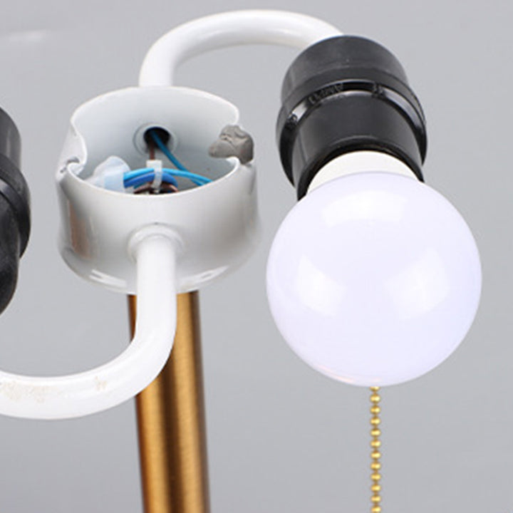 Lampe de table 1 lumière en tissu, verre et métal cylindrique chinois traditionnel pour chambre 