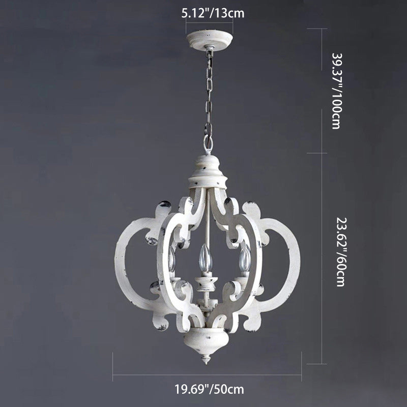 Candelabro rústico tradicional de madera maciza y hierro de 6 luces para sala de estar 
