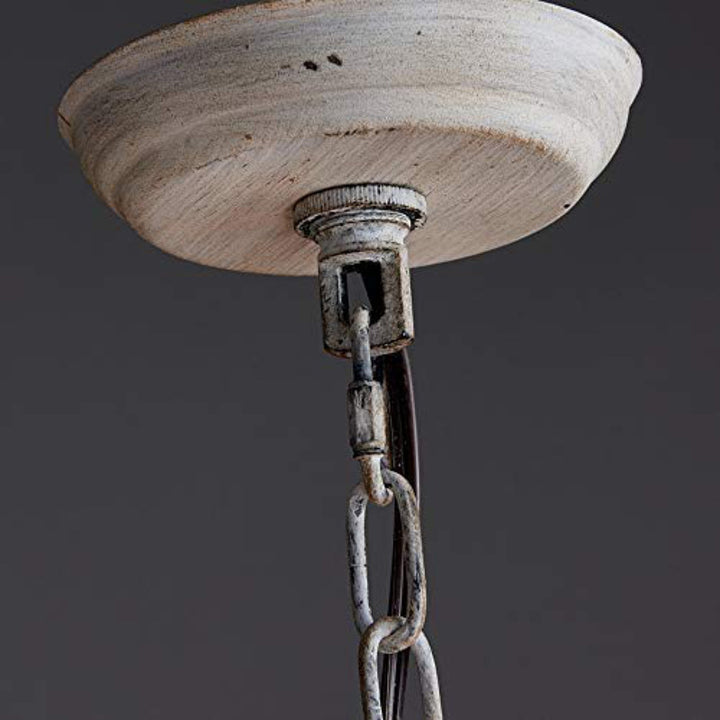Candelabro rústico tradicional de madera maciza y hierro de 6 luces para sala de estar 