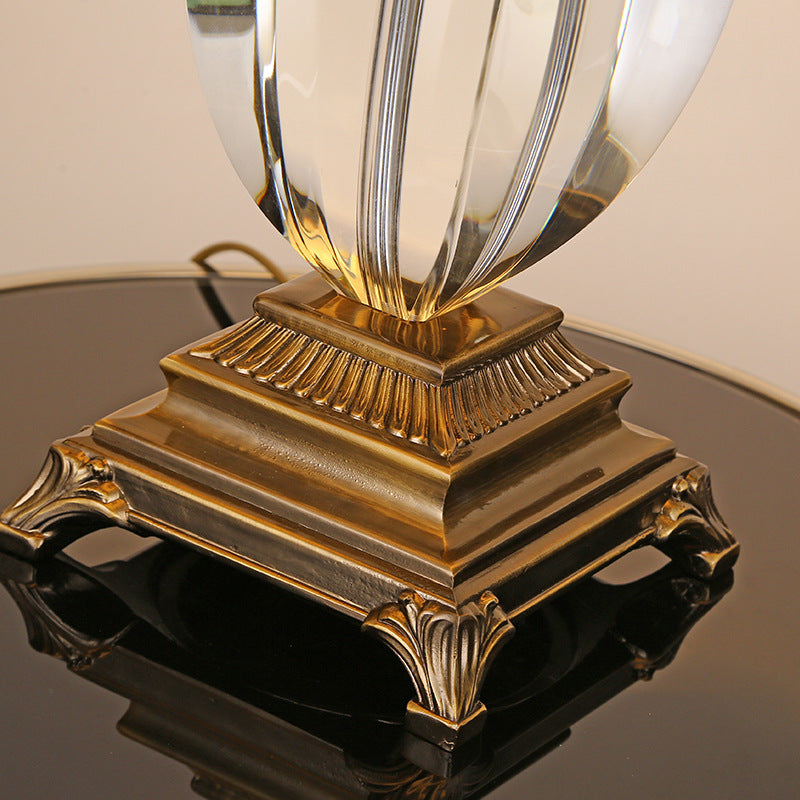Lampe de Table Contemporaine en Métal Conique Nordique avec Cristal et Tissu à 1 Lumière pour Chambre 