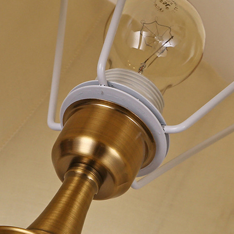 Lampe de Table Contemporaine en Métal Conique Nordique avec Cristal et Tissu à 1 Lumière pour Chambre 