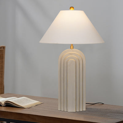Moderne Einfachheit Kegelstumpf Kegel Harz Stoff Metall 1-Licht Tischlampe Für Schlafzimmer 