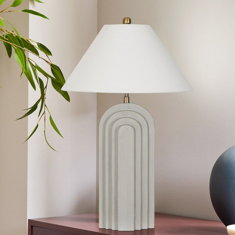 Moderne Einfachheit Kegelstumpf Kegel Harz Stoff Metall 1-Licht Tischlampe Für Schlafzimmer 