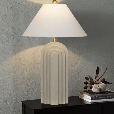Moderne Einfachheit Kegelstumpf Kegel Harz Stoff Metall 1-Licht Tischlampe Für Schlafzimmer 