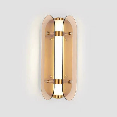 Lámpara de pared LED de vidrio de cobre ovalada Art Deco moderna para sala de estar 