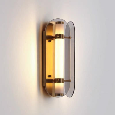 Lámpara de pared LED de vidrio de cobre ovalada Art Deco moderna para sala de estar 