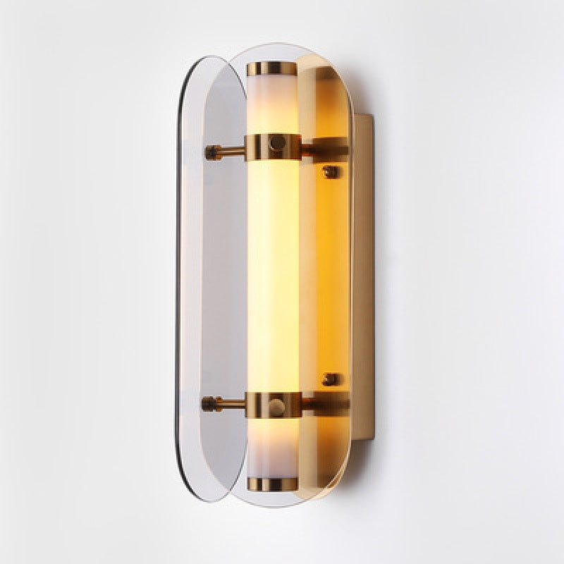 Lámpara de pared LED de vidrio de cobre ovalada Art Deco moderna para sala de estar 
