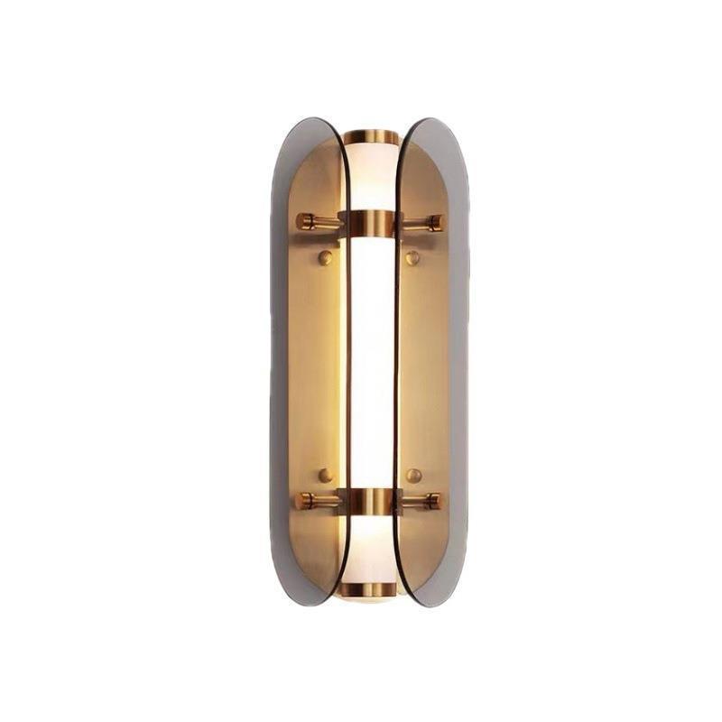 Lámpara de pared LED de vidrio de cobre ovalada Art Deco moderna para sala de estar 