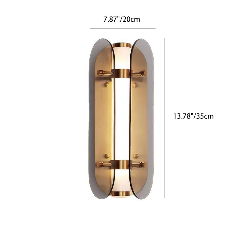 Lámpara de pared LED de vidrio de cobre ovalada Art Deco moderna para sala de estar 