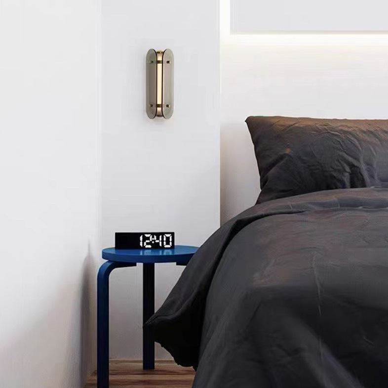Lámpara de pared LED de vidrio de cobre ovalada Art Deco moderna para sala de estar 