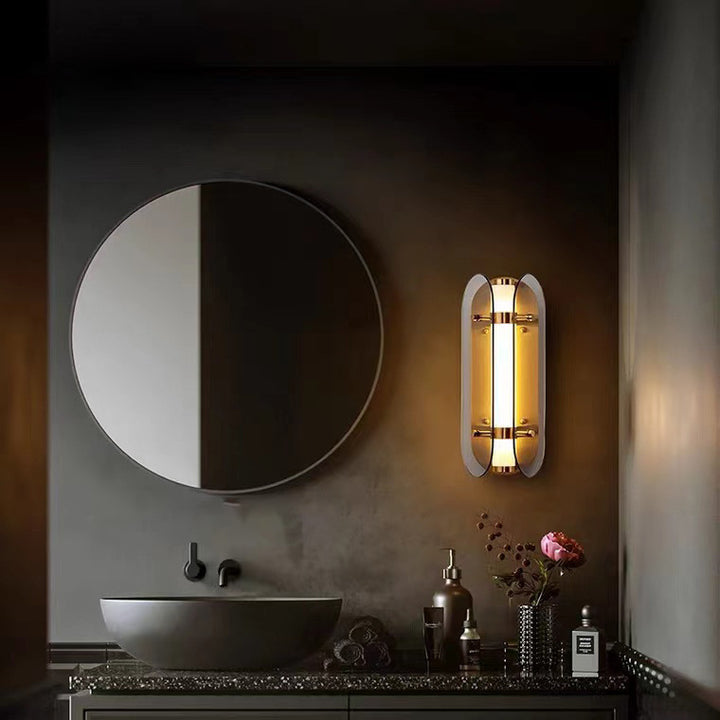 Applique murale LED en verre et cuivre ovale Art Déco moderne pour salon 