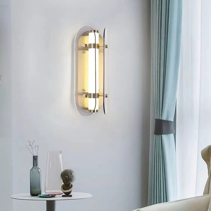 Applique murale LED en verre et cuivre ovale Art Déco moderne pour salon 