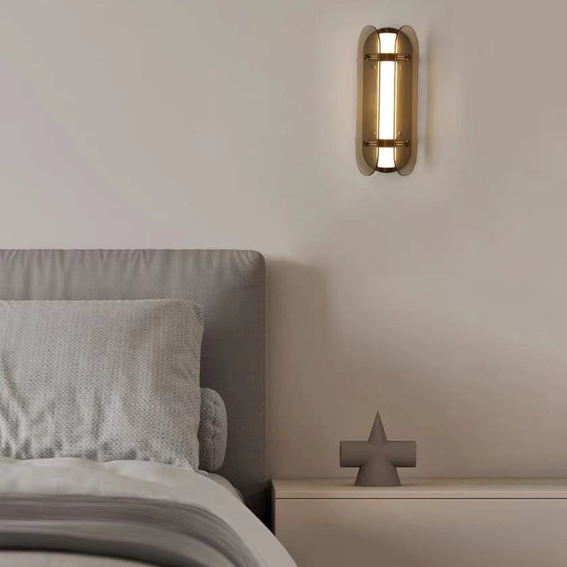 Lámpara de pared LED de vidrio de cobre ovalada Art Deco moderna para sala de estar 