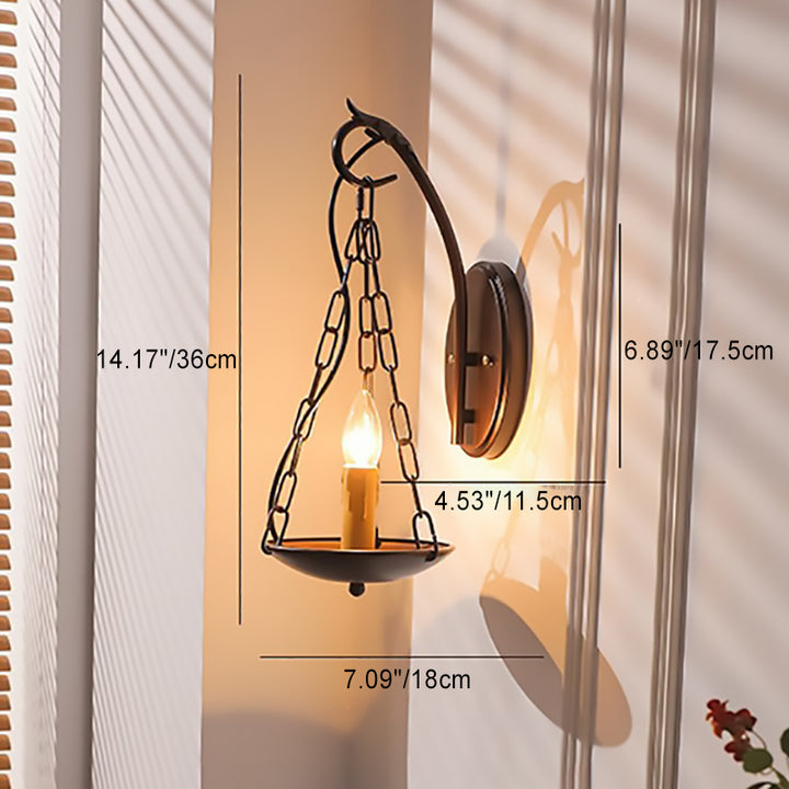Lámpara Aplique de Pared de 1 Luz de Hierro Vintage Tradicional para Pasillo 
