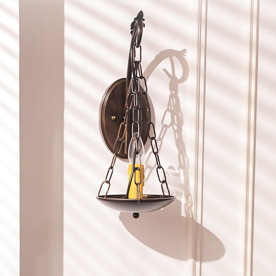 Lámpara Aplique de Pared de 1 Luz de Hierro Vintage Tradicional para Pasillo 