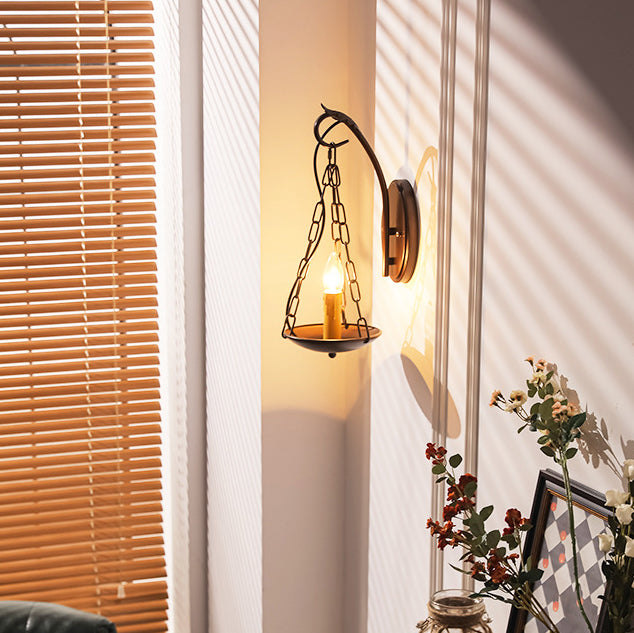 Lámpara Aplique de Pared de 1 Luz de Hierro Vintage Tradicional para Pasillo 