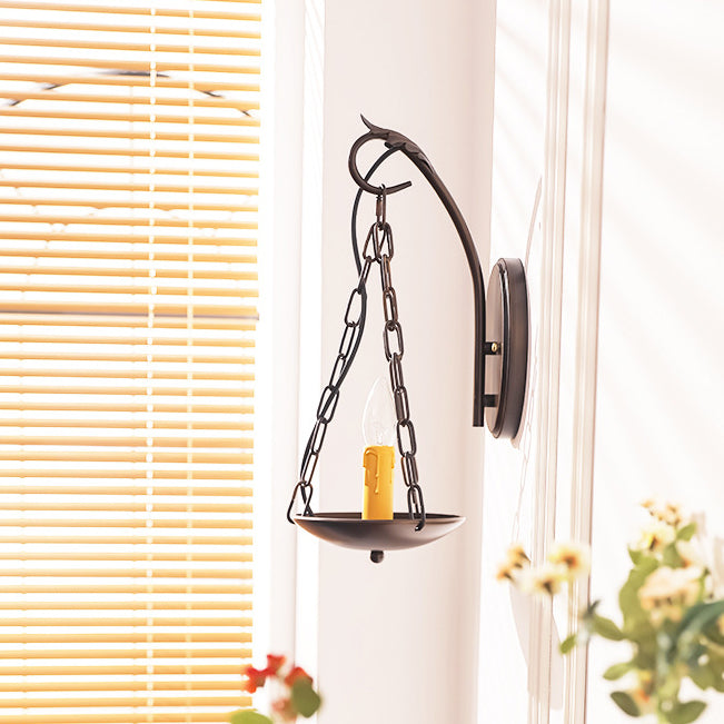 Lámpara Aplique de Pared de 1 Luz de Hierro Vintage Tradicional para Pasillo 
