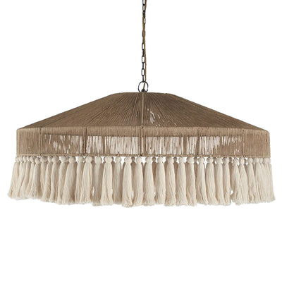 Traditional Japanese Round Cotton Hemp Rope 1-Light Pendant Light For Living Room