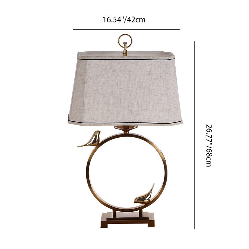 Traditionelle chinesische Tischlampe aus kreisförmigem Kupfermetall mit einem Licht für das Schlafzimmer 