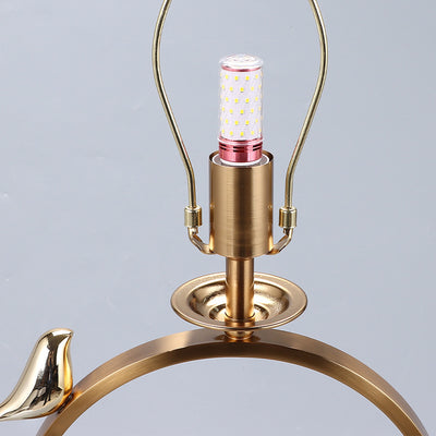Traditionelle chinesische Tischlampe aus kreisförmigem Kupfermetall mit einem Licht für das Schlafzimmer 
