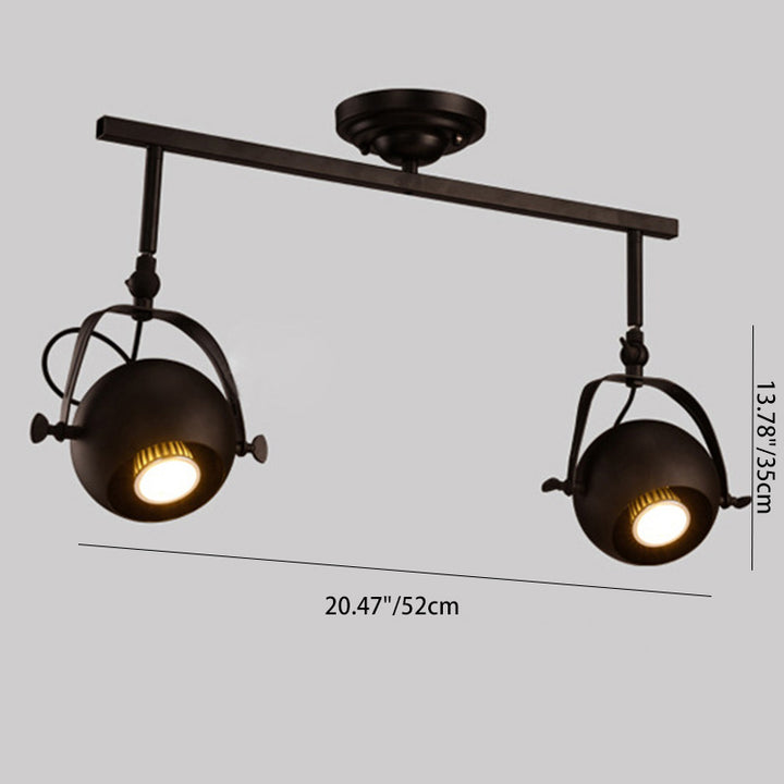 Globe industriel contemporain en métal fer 1/2/3/4 lumière semi-encastrée pour plafond pour salon 