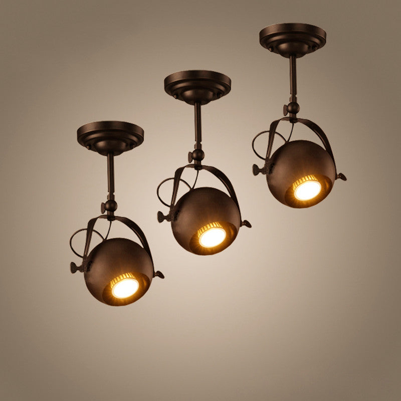Globe industriel contemporain en métal fer 1/2/3/4 lumière semi-encastrée pour plafond pour salon 
