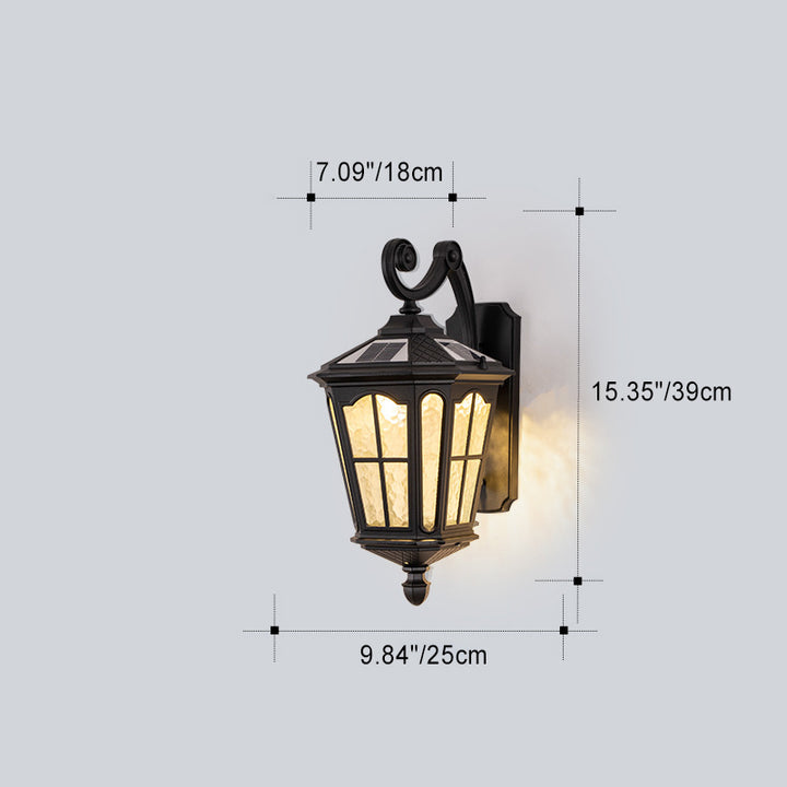 Traditionelle europäische Laterne wasserdichte Aluminium-Glas 1-Licht Wandleuchte für Außenbereich Terrasse 