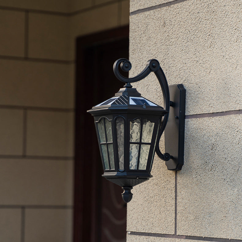 Lámpara de Aplique de Pared de 1 Luz de Vidrio de Aluminio Impermeable de Linterna Europea Tradicional para Patio Exterior 