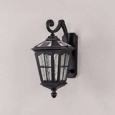 Lámpara de Aplique de Pared de 1 Luz de Vidrio de Aluminio Impermeable de Linterna Europea Tradicional para Patio Exterior 