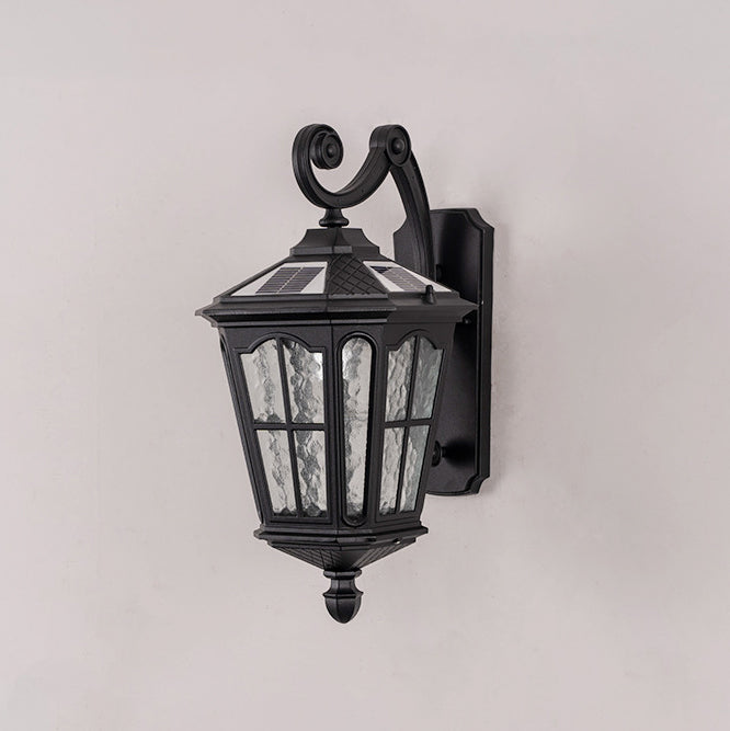 Lámpara de Aplique de Pared de 1 Luz de Vidrio de Aluminio Impermeable de Linterna Europea Tradicional para Patio Exterior 