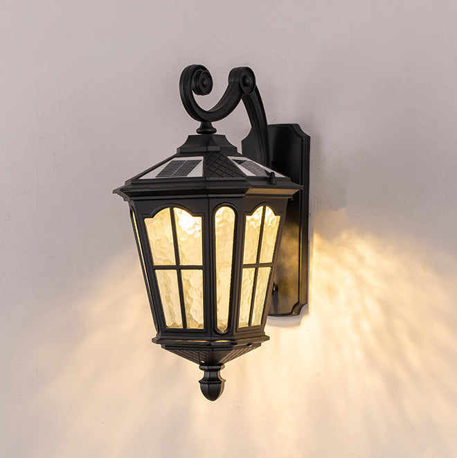 Lámpara de Aplique de Pared de 1 Luz de Vidrio de Aluminio Impermeable de Linterna Europea Tradicional para Patio Exterior 