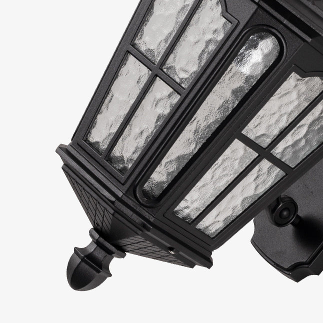 Lámpara de Aplique de Pared de 1 Luz de Vidrio de Aluminio Impermeable de Linterna Europea Tradicional para Patio Exterior 