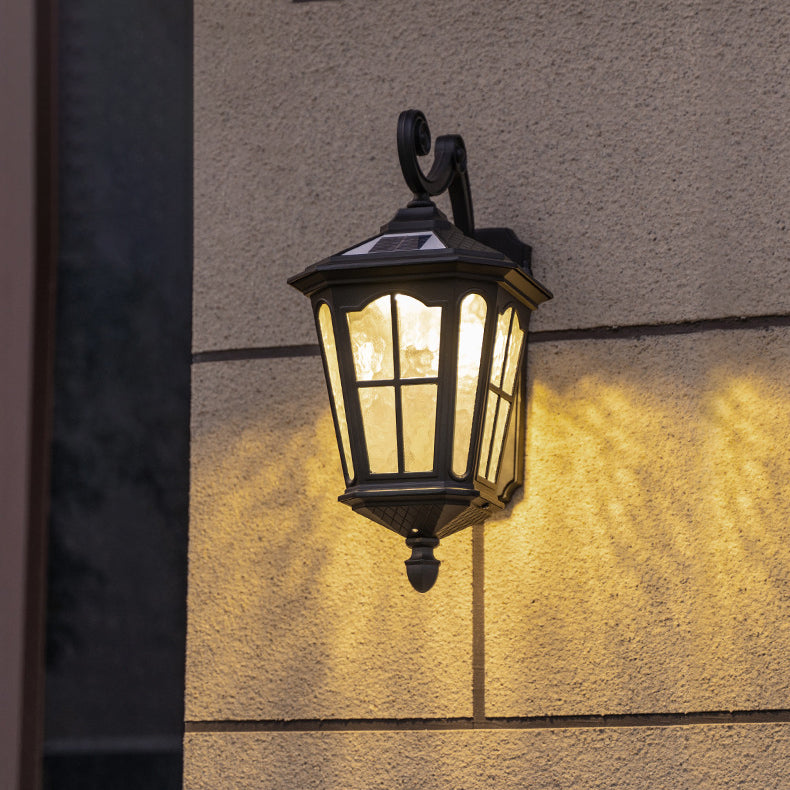 Lámpara de Aplique de Pared de 1 Luz de Vidrio de Aluminio Impermeable de Linterna Europea Tradicional para Patio Exterior 