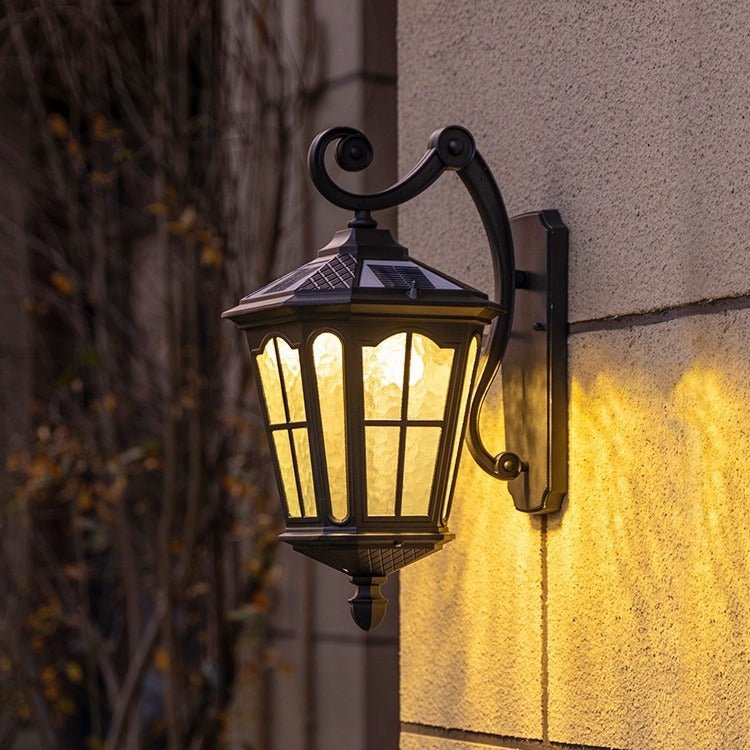 Lámpara de Aplique de Pared de 1 Luz de Vidrio de Aluminio Impermeable de Linterna Europea Tradicional para Patio Exterior 