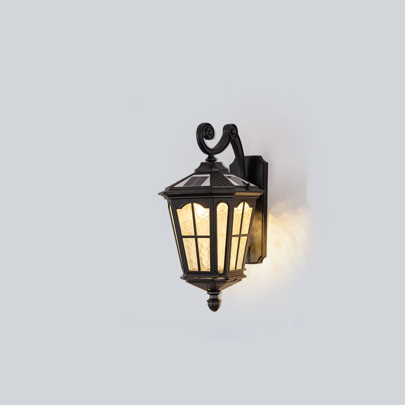Lámpara de Aplique de Pared de 1 Luz de Vidrio de Aluminio Impermeable de Linterna Europea Tradicional para Patio Exterior 