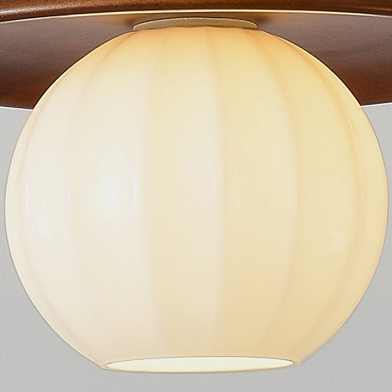 Traditionelle französische Kürbis-Globus-Eisen-Massivholz-Glas 1/3 Licht Kronleuchter Insel Licht für Esszimmer 