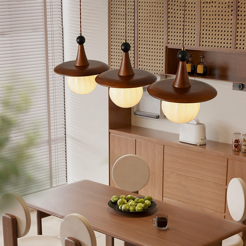 Traditionelle französische Kürbis-Globus-Eisen-Massivholz-Glas 1/3 Licht Kronleuchter Insel Licht für Esszimmer 