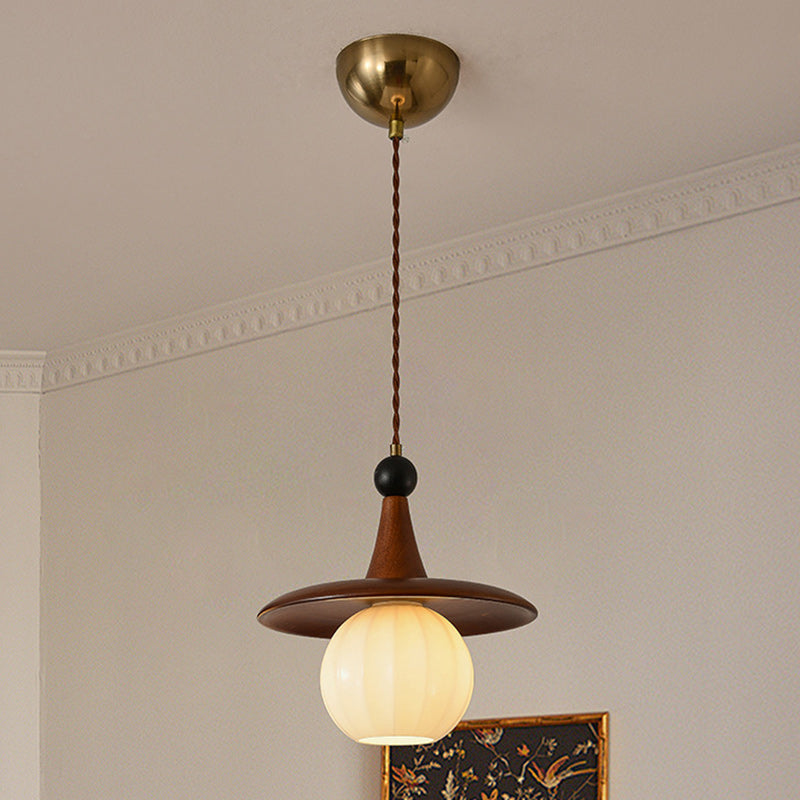 Traditionelle französische Kürbis-Globus-Eisen-Massivholz-Glas 1/3 Licht Kronleuchter Insel Licht für Esszimmer 