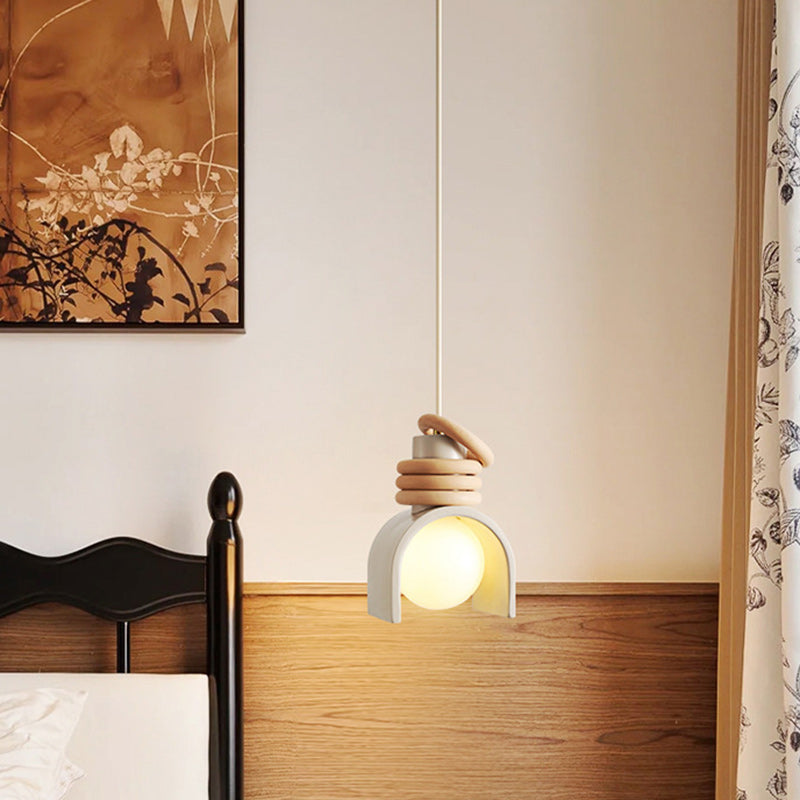 Modern Simplicity Resin Iron Sphere 1-Light Pendant Light For Bedroom